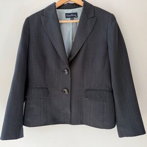 Evan Picone Women's Blue-Grey Pinstripe Blazer